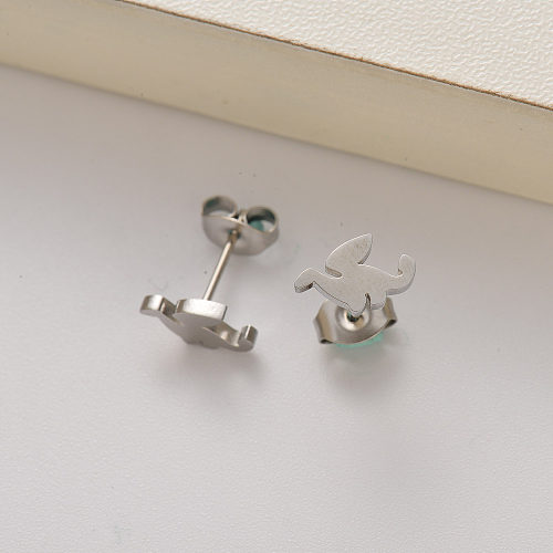 boucles d'oreilles mini dinosaures en acier inoxydable pour femmes -SSEGG143-35164