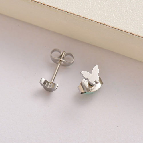 stainless steel mini butterfly stud earrings for women -SSEGG143-35138