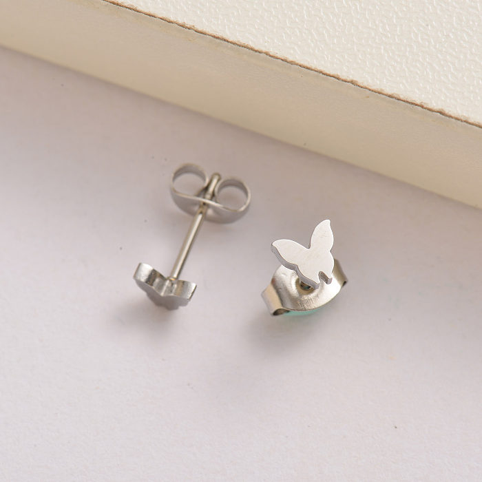 brincos mini borboleta de aço inoxidável para mulheres -SSEGG143-35138
