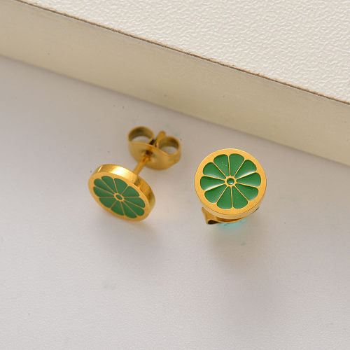 18k gold plated flower stud earrings for little girls -SSEGG143-35248