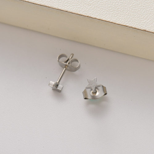 stainless steel mini star stud earrings for women -SSEGG143-35156