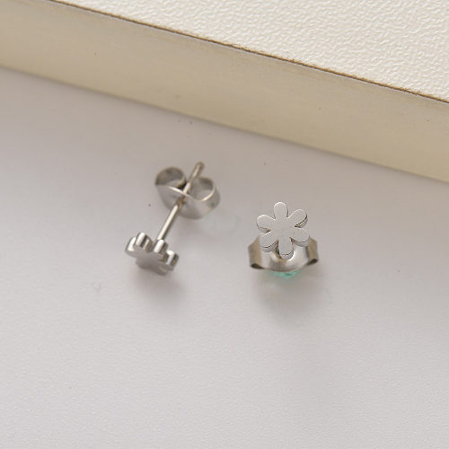 boucles d'oreilles mini fleur en acier inoxydable pour femmes -SSEGG143-35166