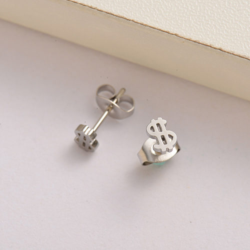 stainless steel mini dollar stud earrings for women -SSEGG143-35137