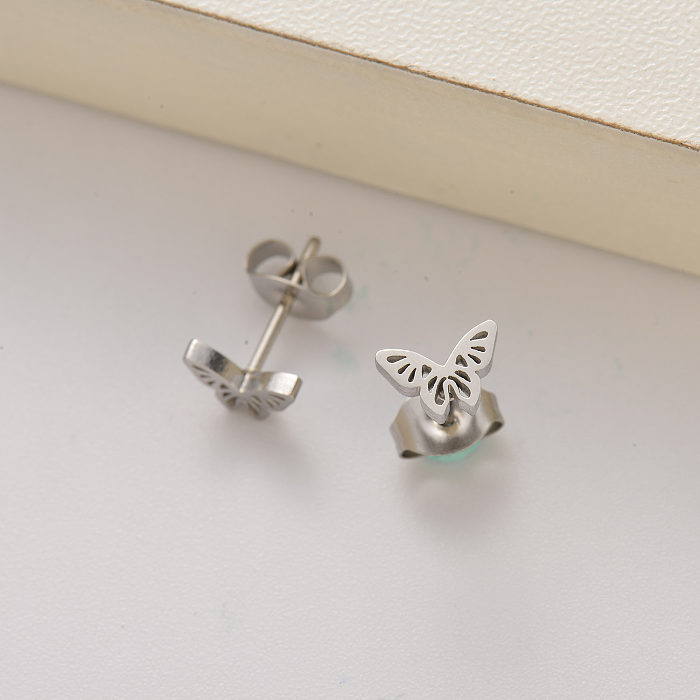 stainless steel butterfly stud earrings for girls -SSEGG143-35192
