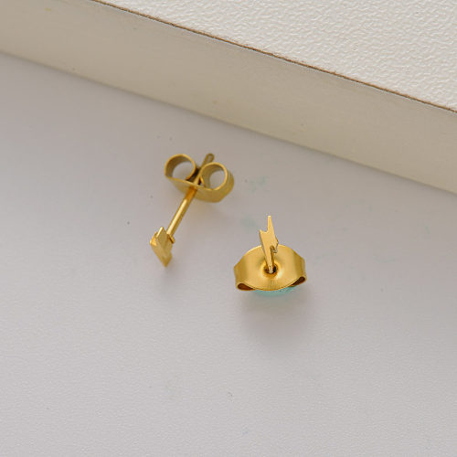 Pendientes de botón tipo nighting flash para niña chapada en oro de 18k -SSEGG143-35209