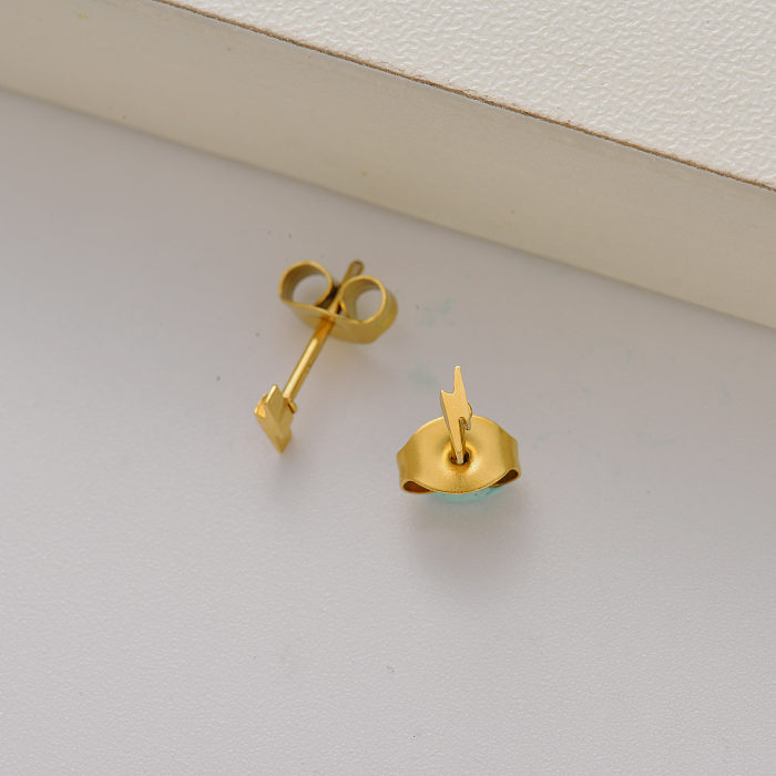 18k gold plated flash nighting stud earrings for little girls -SSEGG143-35209
