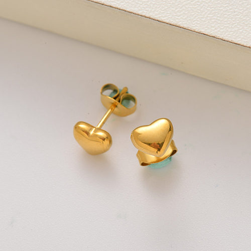 Brincos de coração banhados a ouro 18k para meninas -SSEGG143-35225