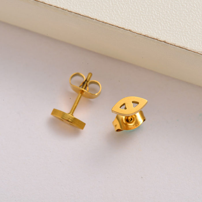 Pendientes de botón mini mal de ojo para mujer chapados en oro 18k -SSEGG143-35135