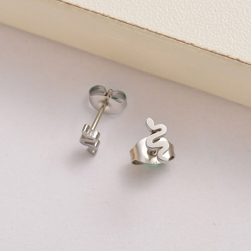stainless steel mini snake stud earrings for women -SSEGG143-35141