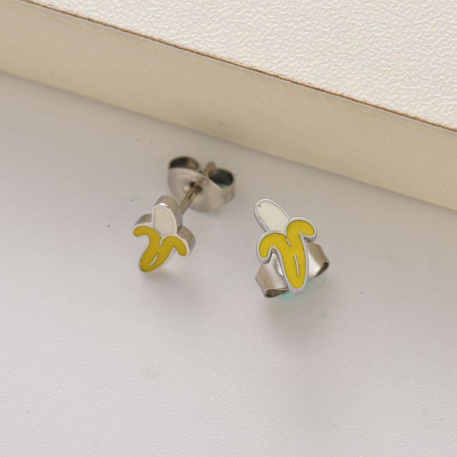 stainless steel banana stud earrings for girls -SSEGG143-35245