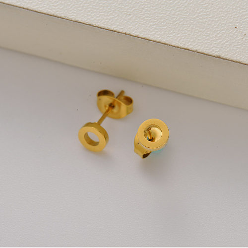 Brincos de minicírculo banhados a ouro 18k para mulheres -SSEGG143-35149