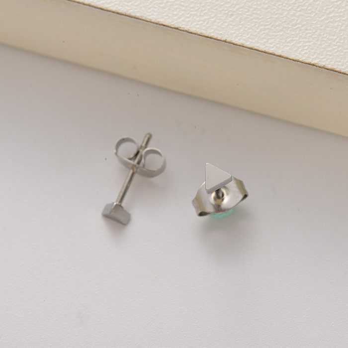 stainless steel mini triangle stud earrings for women -SSEGG143-35182