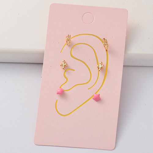Oro Laminado Cartilage Cubic Zircon Tiny Gold Filled Earring Sets -BREGG143-35288