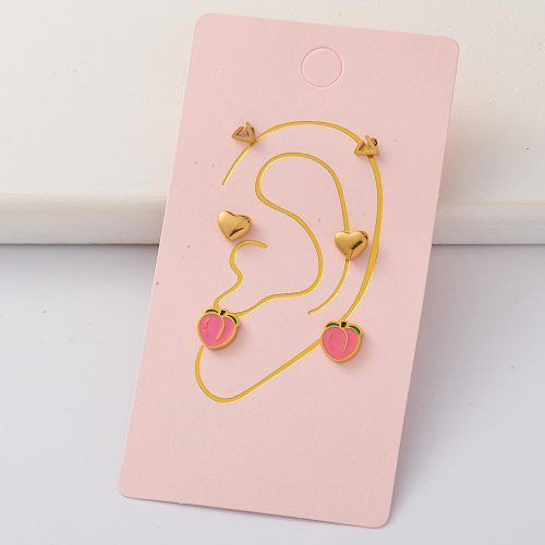 Acero Inoxidable Edelstahl 18k vergoldet Tiny Earring Sets -SSEGG143-35302