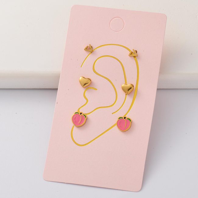 Acero Inoxidable Edelstahl 18k vergoldet Tiny Earring Sets -SSEGG143-35302