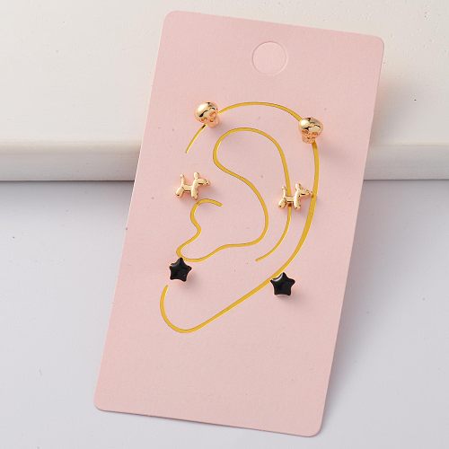 Oro Laminado Cartilage Cubic Zircon Tiny 14K Gold Filled Earring Sets -BREGG143-35300