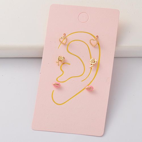 Oro Laminado Cartilage Cubic Zircon Tiny 14K Gold Filled Earring Sets -BREGG143-35297