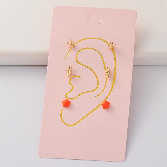 Oro Laminado Cartilage Cubic Zircon Tiny 14K Gold Filled Earring Sets -BREGG143-35296