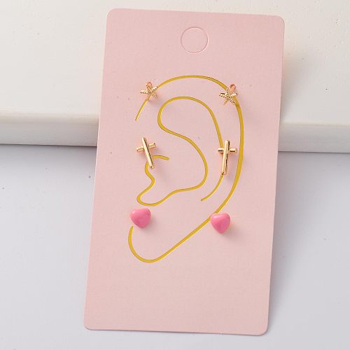 Oro Laminado Cartilage Cubic Zircon Tiny Gold Filled Earring Sets -BREGG143-35292
