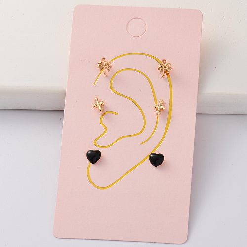 Oro Laminado Cartilage Cubic Zircon Tiny Gold Filled Earring Sets -BREGG143-35291
