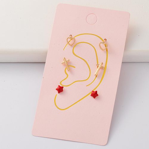 Oro Laminado Cartilage Cubic Zircon Tiny 14K Gold Filled Earring Sets -BREGG143-35298