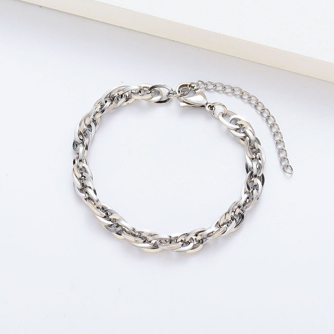 Pulsera de acero chapada en plata a granel barata para mujer