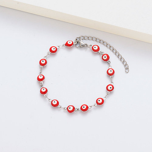 Granel Pulsera mal de ojo roja Pulsera de acero inoxidable de color acero