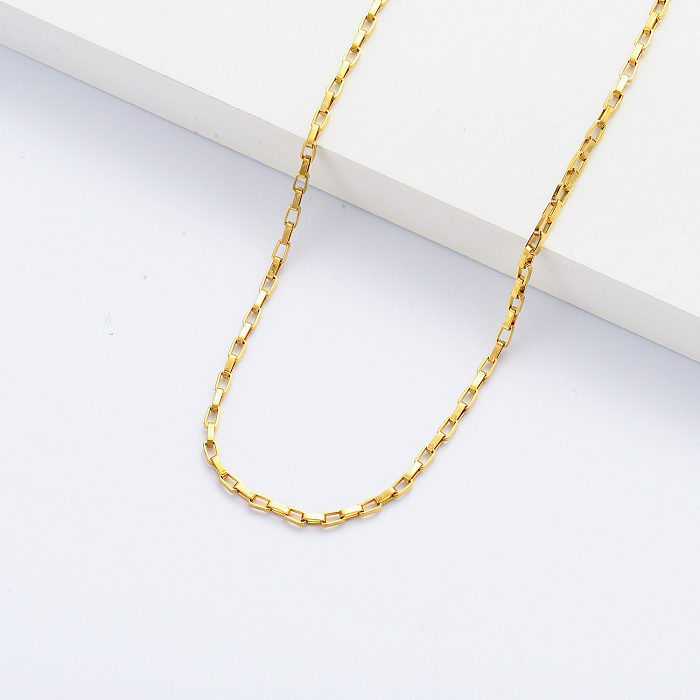 Solo cadena de acero inoxidable Collares Cadena de moda chapada en oro de 18 k