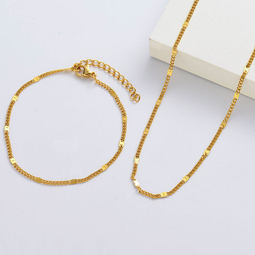 Conjuntos de colares longos personalizados banhados a ouro e pulseiras finas de desenho animado