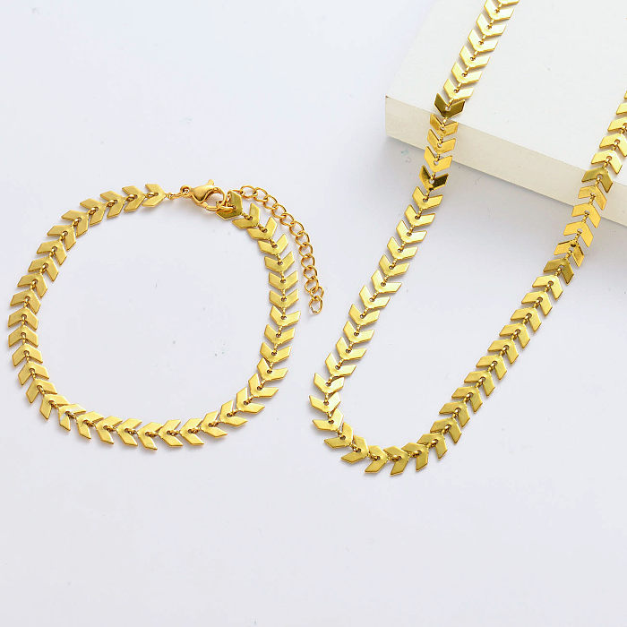 Chaîne d'épi de blé en or en gros avec des motifs de pendentif et des bracelets d'épi de blé pour les femmes