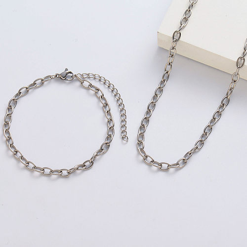 Stainless Steel Thin Long Necklace And Bracelet Set Wholesale Manufacturer