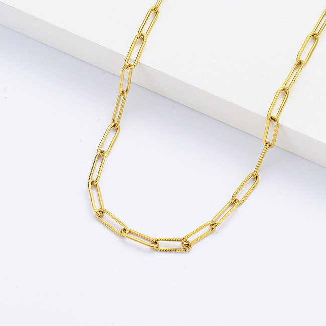 Colar personalizado de aço banhado a ouro para moda feminina atacado colares