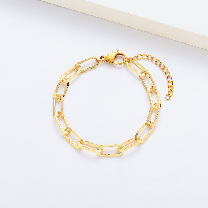 Bracelets chaîne en acier inoxydable en or jaune pour femme
