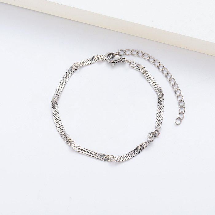 Cheap Steel Water Wave Bracelet Silver Plated Designs For Women