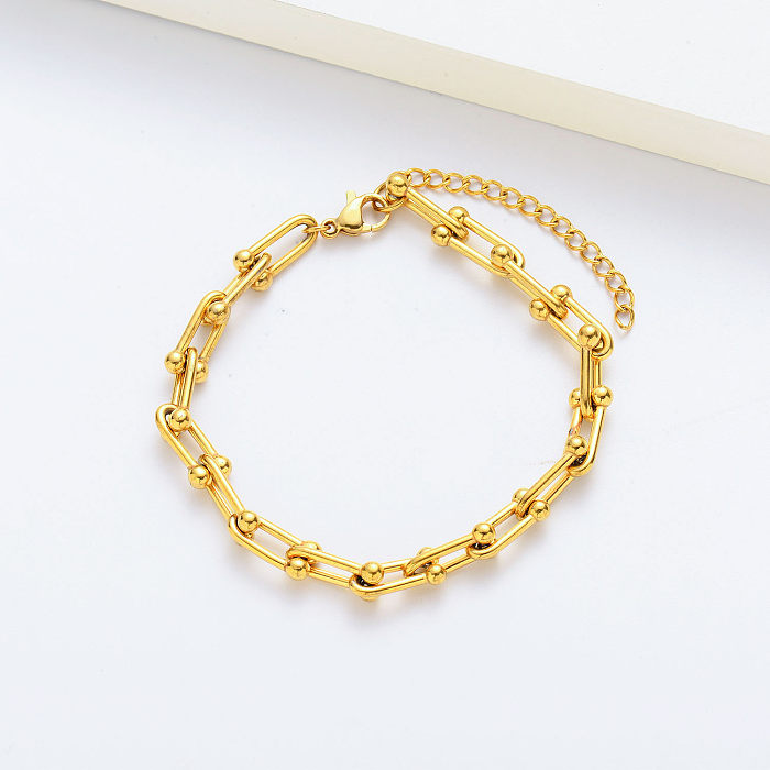Compre pulseira de aço inoxidável banhado a ouro com designs femininos