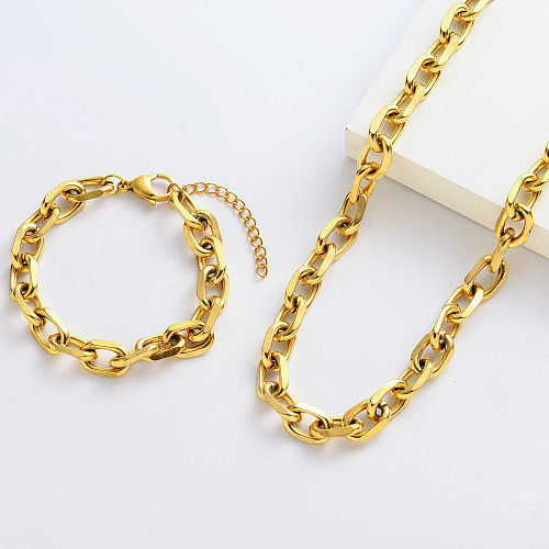 Diseños de collar largo de cuernos dorados y conjunto de pulsera para mujer