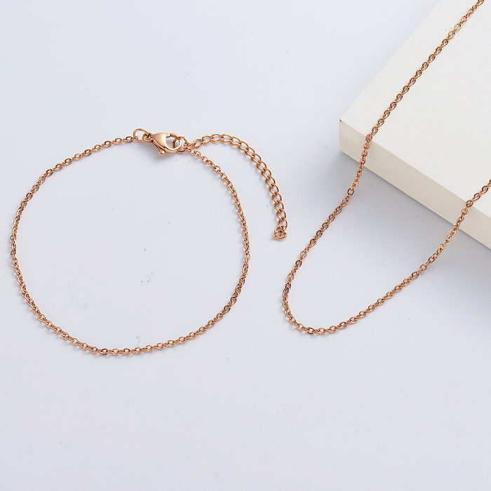Wholesale Women's Rose Gold Chain Only Necklaces And Rose Gold Bracelet Sets
