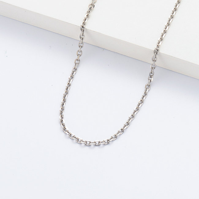 Cadenas de collares plateados de plata de moda a granel para mujeres