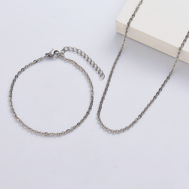 Benutzerdefinierte lange Halsketten Ketten und dünne Armband-Sets für Freundin