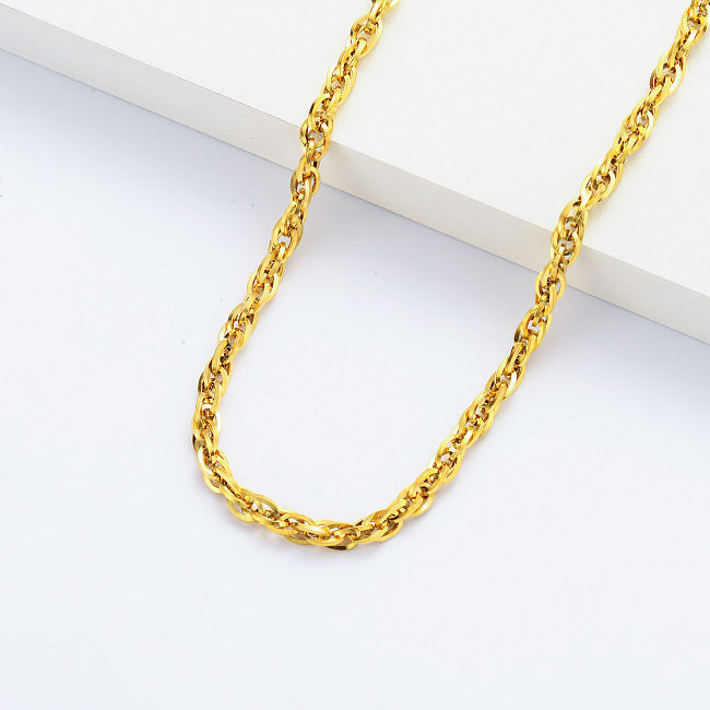Thick Fashion Stainless Steel Necklace Gold Plated Cowboy Chain Necklace