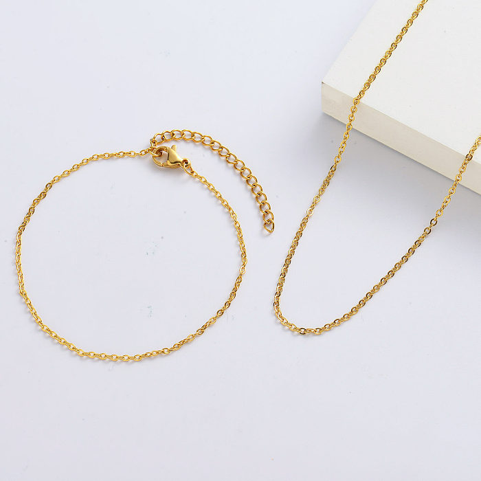 Colares de corrente de ouro personalizados e conjuntos de pulseiras de ouro para namorada