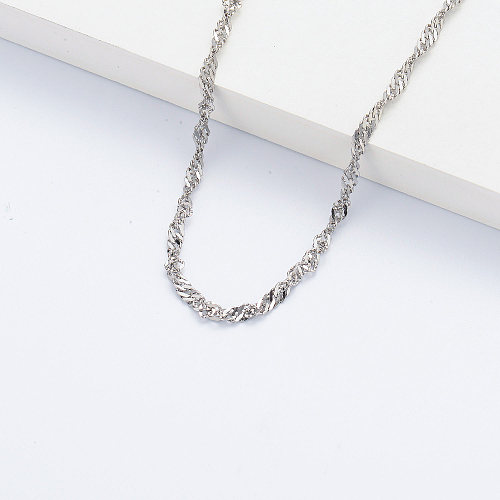 Custom Wholesale Water Wave Steel Color Fashion Necklace For Women