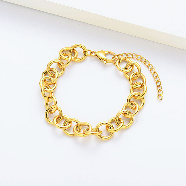Buy Stainless Steel Gold Trendy Thick Bracelets For Women
