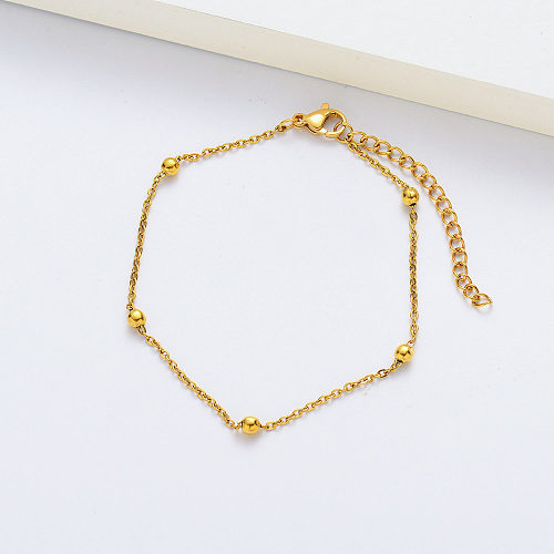 Gold Plated Stainless Steel Friendship Beads Bracelets Chain Wholesale