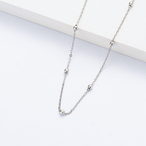 Silver Plated Stainless Steel Chain Custom Necklace Beads Necklace Womens