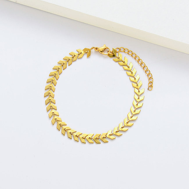 Bracelet à breloques jaune en acier doré en gros pour femme