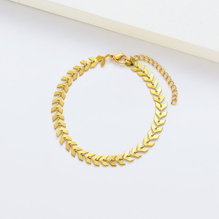 Bracelet à breloques jaune en acier doré en gros pour femme
