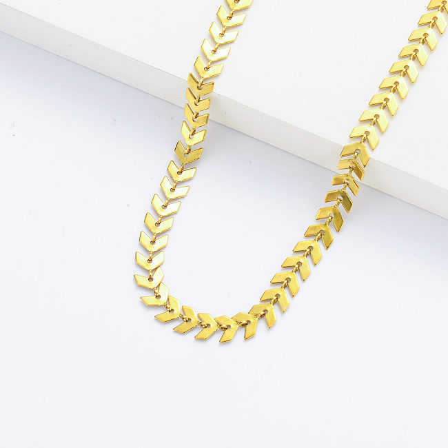 Collar de cadena de acero chapado en oro de nuevos estilos para mujer 2022
