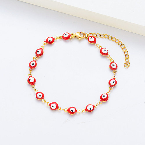 Pulseiras banhadas a ouro 18k Red Evil Eye para mulheres