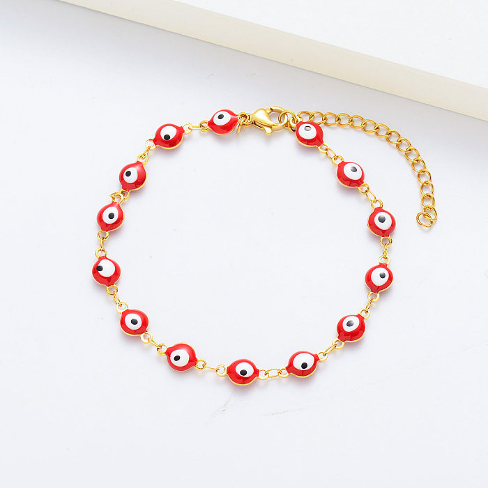 18k Gold Plated Red Evil Eye Bracelets For Women